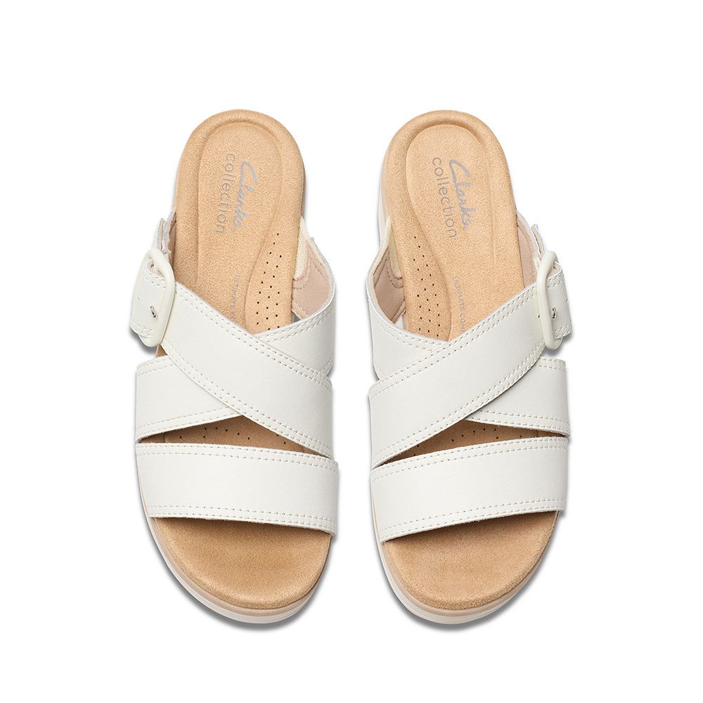 Clarks 【Clarks】女款Wrenly Jane 簡約寬帶時尚楔型厚底拖鞋CLF82089S