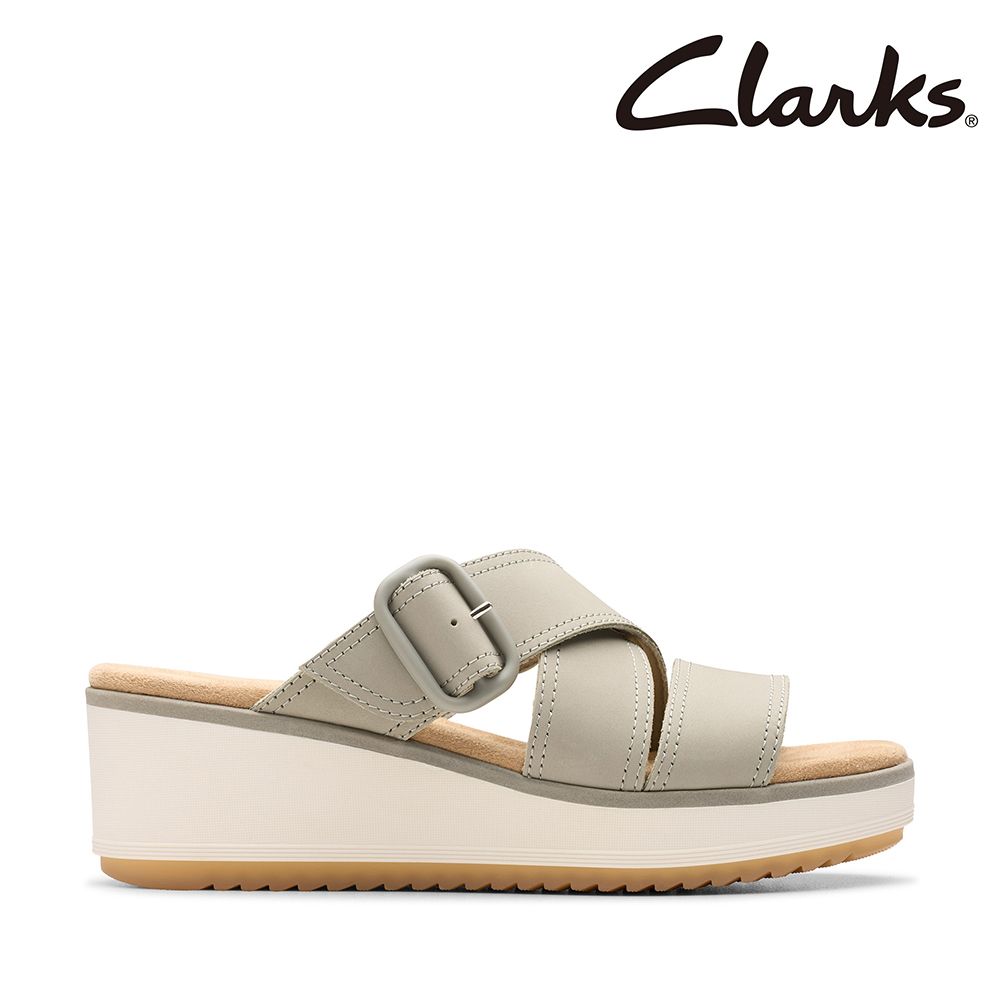 Clarks 【Clarks】女款Wrenly Jane 簡約寬帶時尚楔型厚底拖鞋CLF82090S
