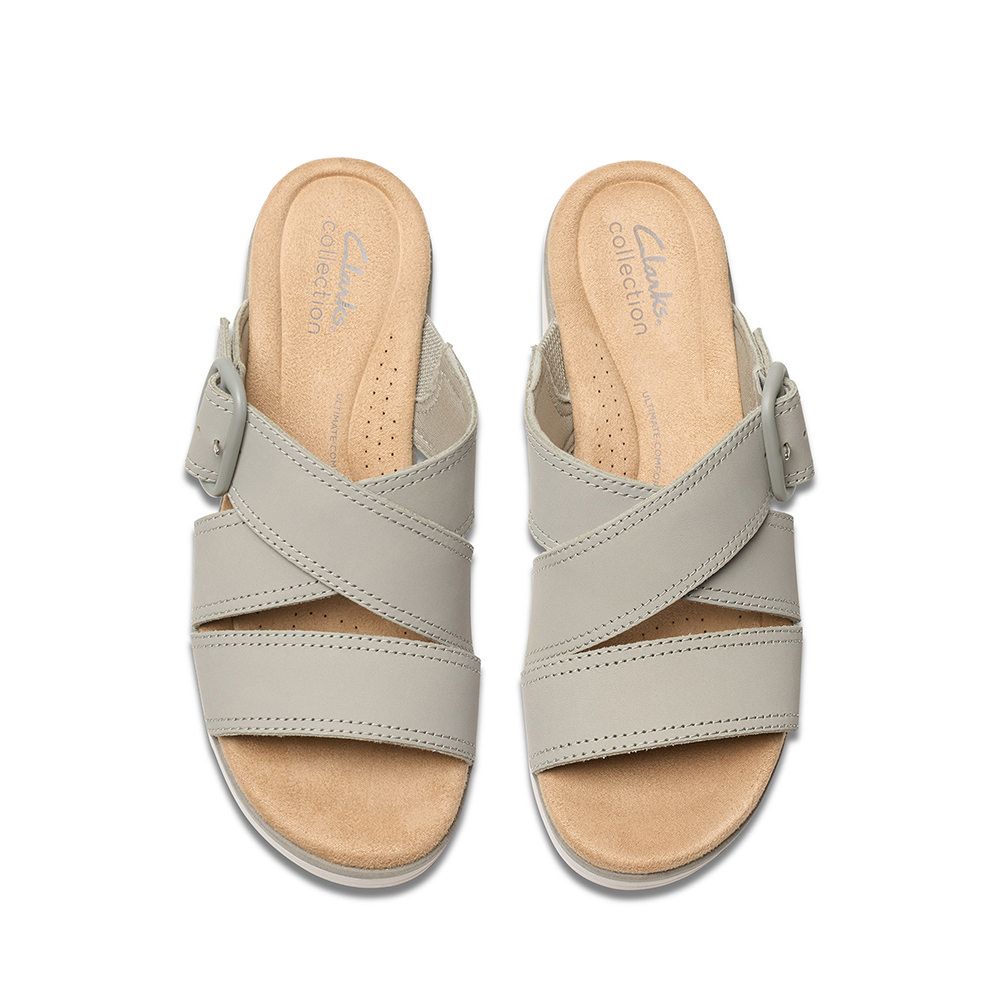 Clarks 【Clarks】女款Wrenly Jane 簡約寬帶時尚楔型厚底拖鞋CLF82090S