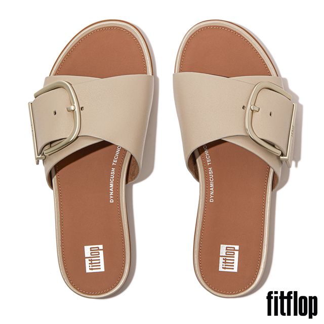 FitFlop GRACIE 大扣環調整式皮革涼鞋-女(白石色)