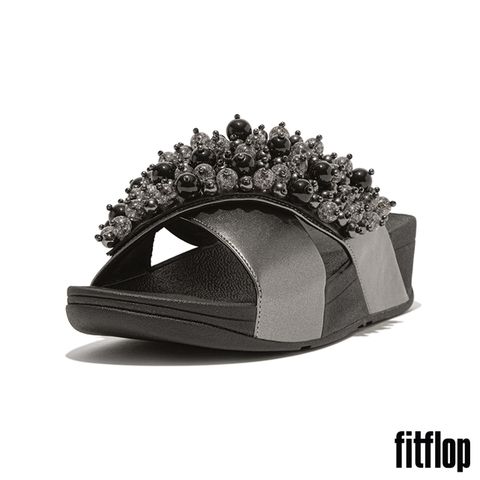 FitFlop LULU 珠飾造型交叉涼鞋-女(藍灰黑色)