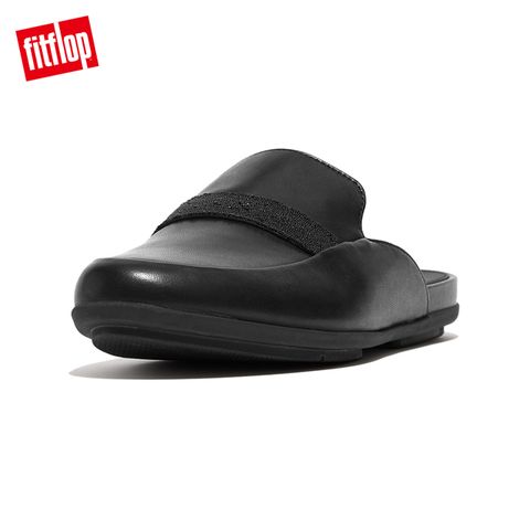 FitFlop GRACIE OPUL TRIM LEATHER MULES 皮革木屐鞋-女(黑色)