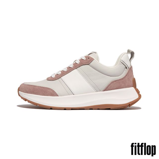 FitFlop F-MODE FLOW 皮革麂皮異材質厚底休閒鞋-女(暗粉紅色混色)