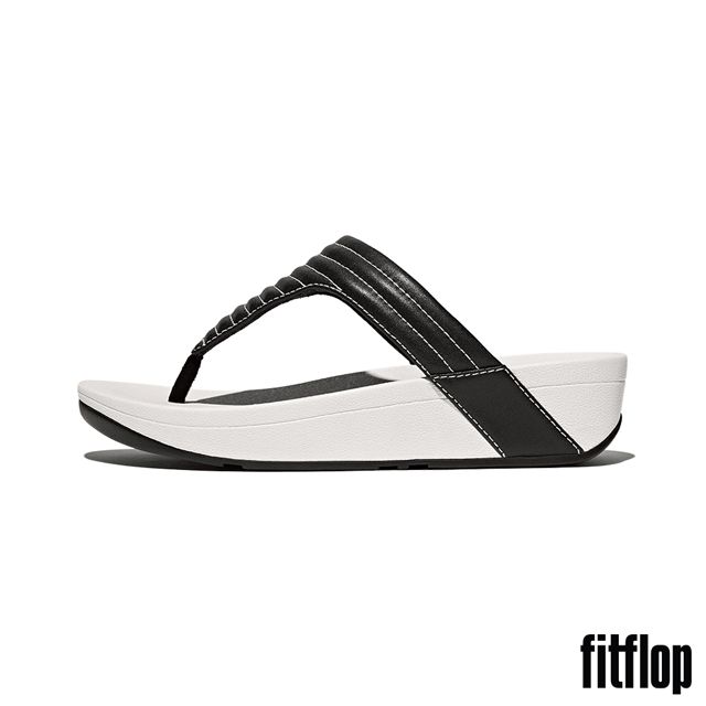 FitFlop LOTTIE 撞色縫線軟墊夾腳涼鞋-女(黑色)