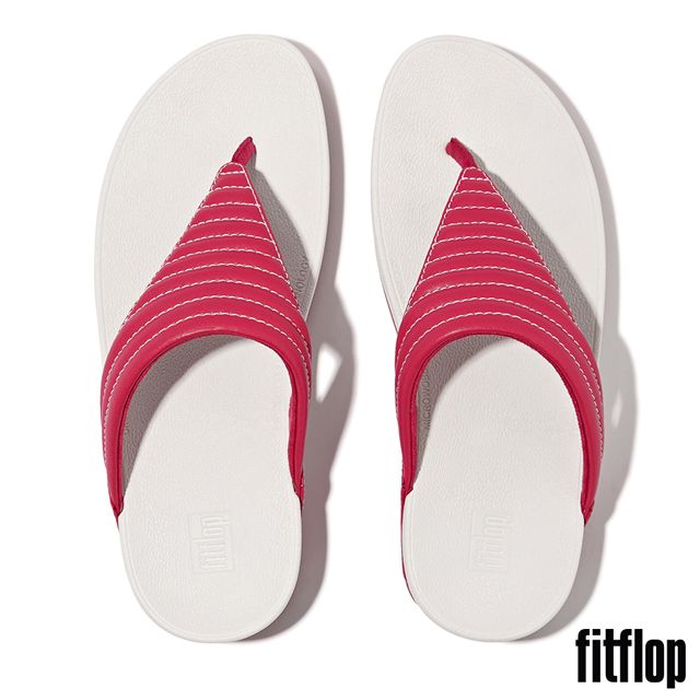 FitFlop LOTTIE 撞色縫線軟墊夾腳涼鞋-女(都會白/野生覆盆莓色)