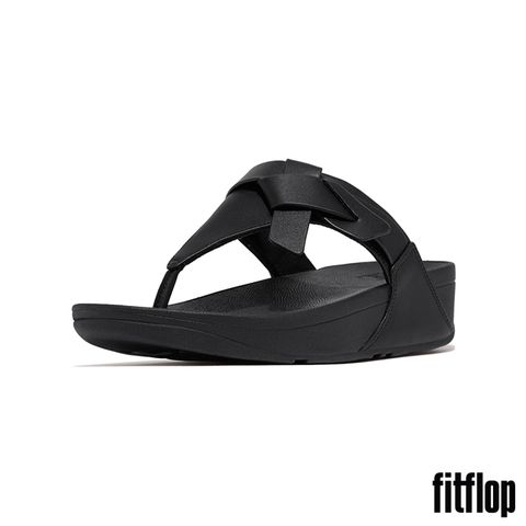 FitFlop LULU 紐結造型皮革夾腳涼鞋-女(黑色)