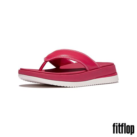 FitFlop SURFF 撞色縫線皮革夾腳涼鞋-女(都會白/野生覆盆莓色)