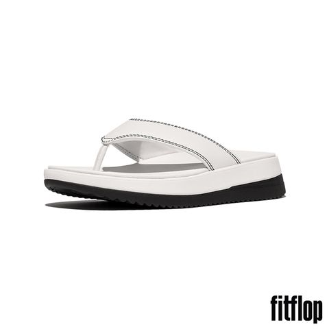 FitFlop SURFF 撞色縫線皮革夾腳涼鞋-女(都會白/黑色)