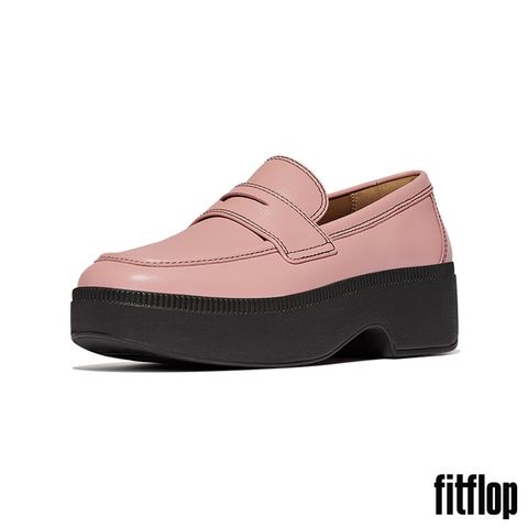 FitFlop F-LUMA 皮革方頭厚底樂福跟鞋-女(柔粉色)