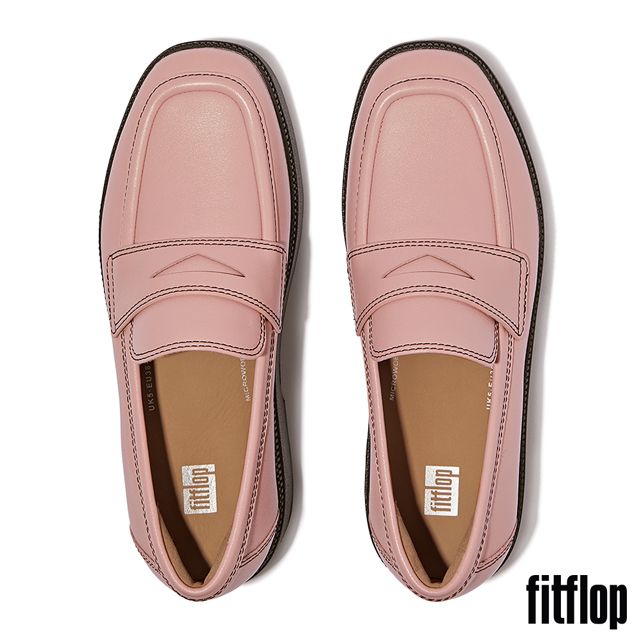 FitFlop F-LUMA 皮革方頭厚底樂福跟鞋-女(柔粉色)