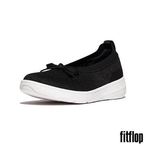 【FitFlop】SUPER-Q 蝴蝶結針織芭蕾舞平底鞋-女(黑色)
