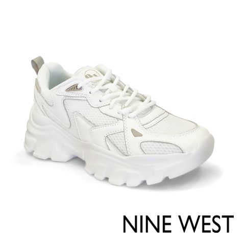 新品上市【NINE WEST 】超輕量真皮厚底老爹鞋-白色(10226)