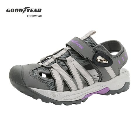 Goodyear 固特異 護趾運動磁扣涼鞋/女 可調絆帶 透氣 護趾 舒適 灰紫(GAWS42608)