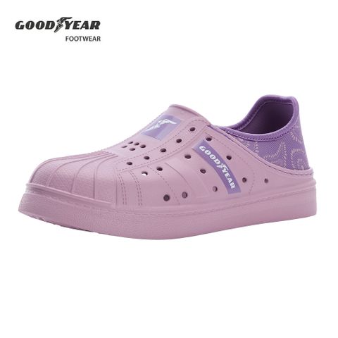 【GOODYEAR 固特異】女款 輕便兩穿洞洞鞋/晴雨鞋 透氣 Q彈 易穿脫 藕紫(佩斯利潮流GAWP42717)
