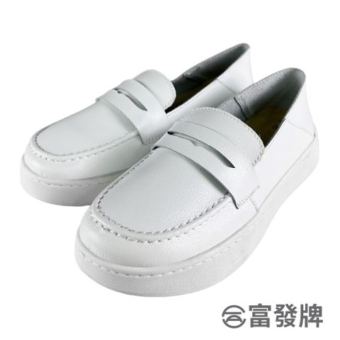 FUFA Shoes 富發牌 典雅皮革樂福鞋-白 8069L