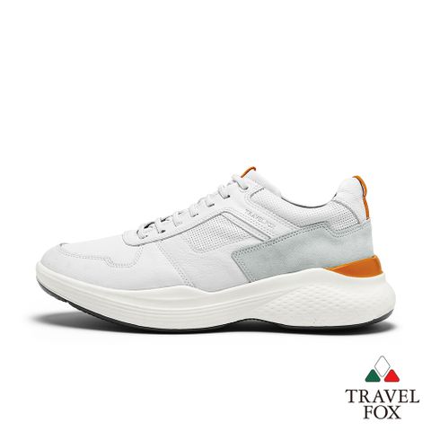 【TRAVEL FOX 旅狐】男鞋 ＋LEVE 1 真皮免綁帶休閒鞋 (924701-307 白)