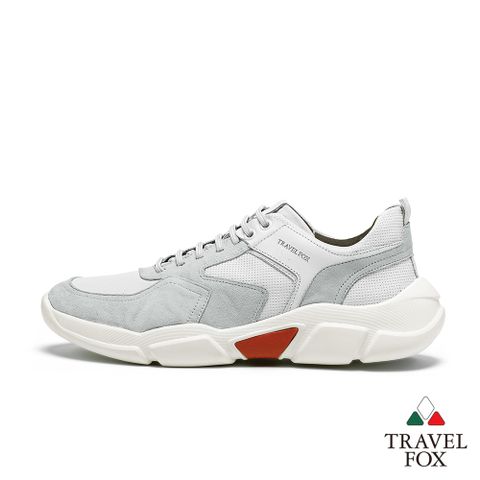 【TRAVEL FOX 旅狐】男鞋 ＋LEVE 4 真皮免綁帶休閒鞋 (924703-207 白/灰)
