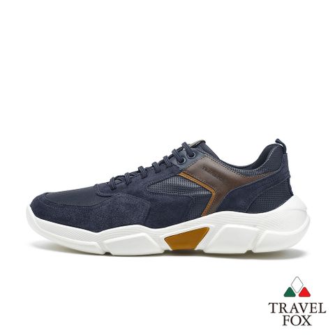 【TRAVEL FOX 旅狐】男鞋 ＋LEVE 4 真皮免綁帶休閒鞋 (924703-247 海洋藍)