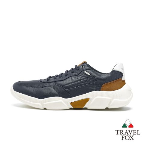 【TRAVEL FOX 旅狐】男鞋 ＋LEVE 4 真皮免綁帶休閒鞋 (924704-347 海洋藍)