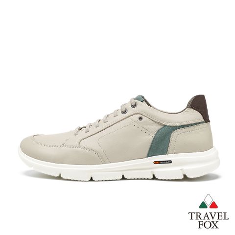 【TRAVEL FOX 旅狐】男鞋 TSL 真皮免綁帶休閒鞋 (924705-359 灰/綠)