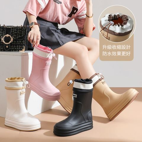 Cheley 中筒防水防滑雨鞋 時尚外穿雨天雨靴