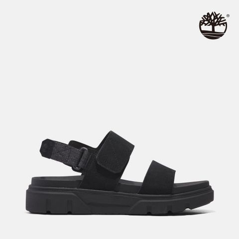 Timberland 女款黑色後帶式皮革涼鞋｜A61N4EK4