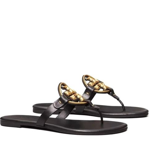 TORY BURCH METAL MILLER SOFT SANDALS 黑色女款鞋子