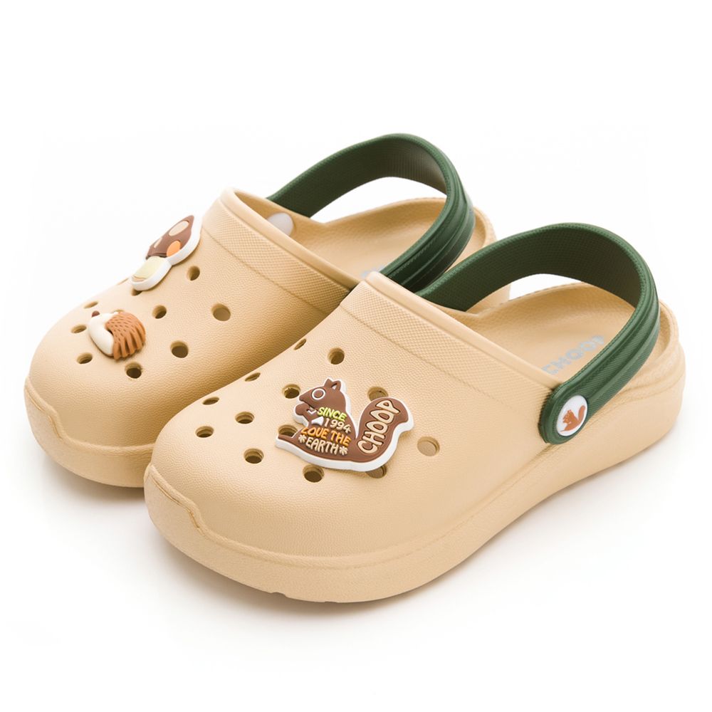 K shoes 【CHOOP小松鼠】童鞋 輕便布希洞洞鞋 沙色/CHKG49311