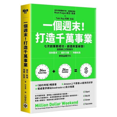 一個週末！打造千萬事業：七次創業都成功，創造財富破億！超簡單公式教會你找到需求×設計方案×持續