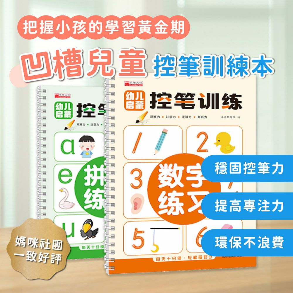  2入組 兒童凹槽控筆訓練本(筆順練習本 練習寫字本 兒童禮物 繪本 畫畫書 聖誕禮物 早教 幼教玩具)