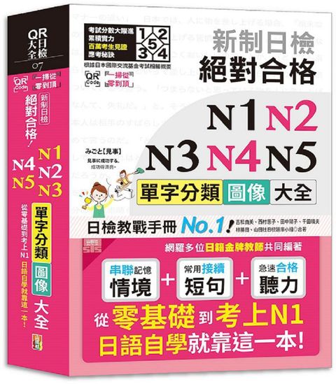 QR Code一掃從零到頂 新制日檢 絕對合格 N1，N2，N3，N4，N5單字分類圖像大全—從零基礎到考上N1日語自學就靠這一本 (25K＋QR Code線上音檔)