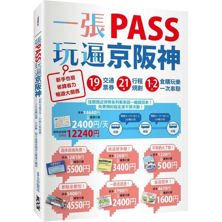  一張PASS玩遍京阪神：19張交通票券x21條行程規劃，1~2日食購玩樂一次串聯，新手也能省錢省力暢遊大關西