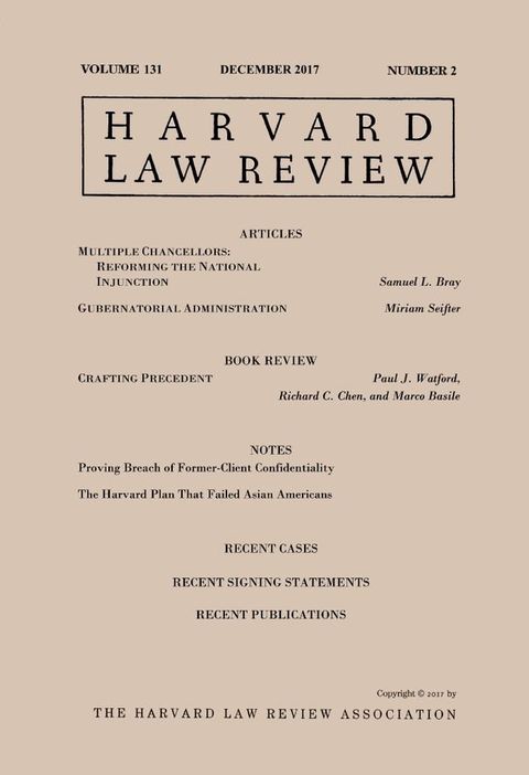 Harvard Law Review: Volume 131, Number 2 - December 2017(Kobo/電子書)