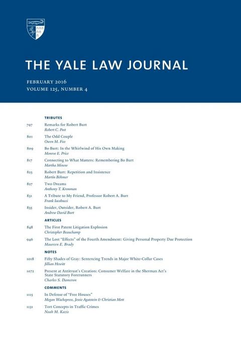 Yale Law Journal: Volume 125, Number 4 - February 2016(Kobo/電子書)