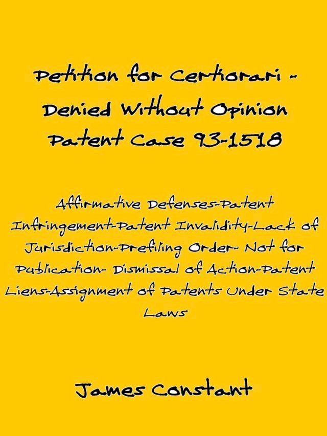  Petition for Certiorari Denied Without Opinion: Patent Case 93-1518(Kobo/電子書)