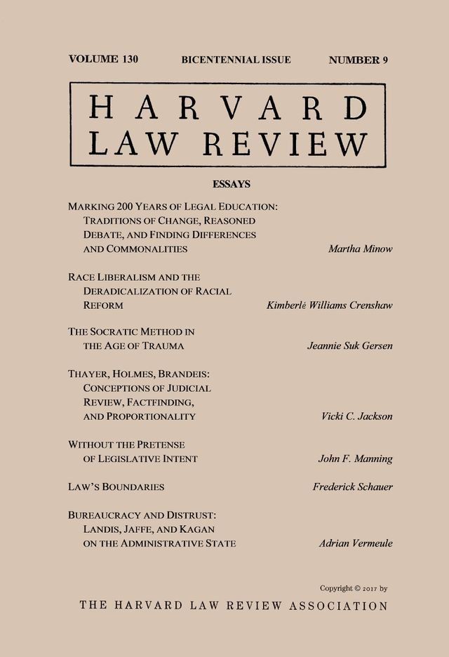  Harvard Law Review: Volume 130, Number 9 - Bicentennial Issue 2017(Kobo/電子書)