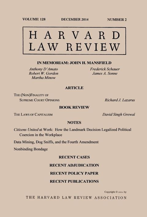 Harvard Law Review: Volume 128, Number 2 - December 2014(Kobo/電子書)