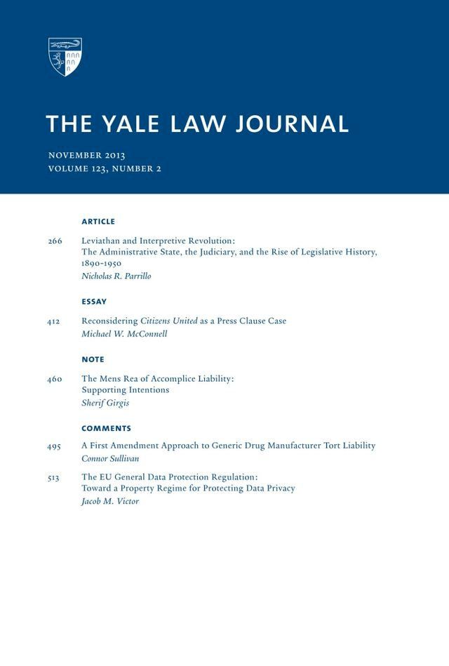  Yale Law Journal: Volume 123, Number 2 - November 2013(Kobo/電子書)