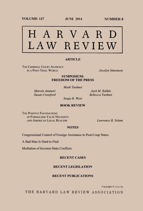 Harvard Law Review: Volume 127, Number 8 - June 2014(Kobo/電子書)