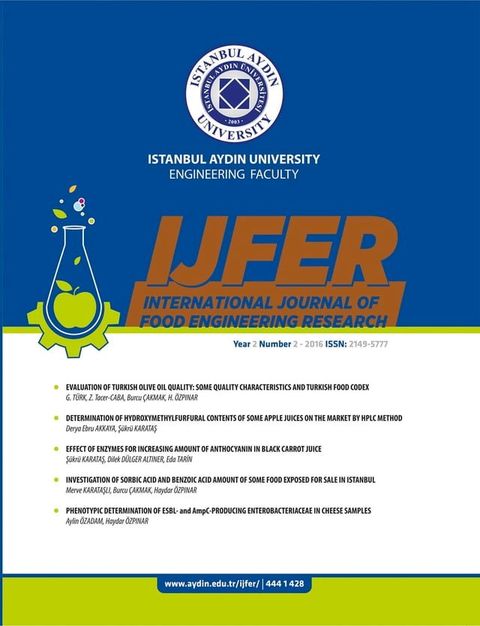 ISTANBUL AYDIN UNIVERSITY ENGINEERING FACULTY INTERNATIONAL JOURNAL OF FOOD ENGINEERING RESEARCH(Kobo/電子書)