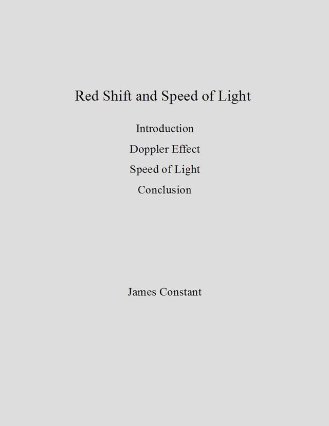  Redshift and Speed of Light(Kobo/電子書)