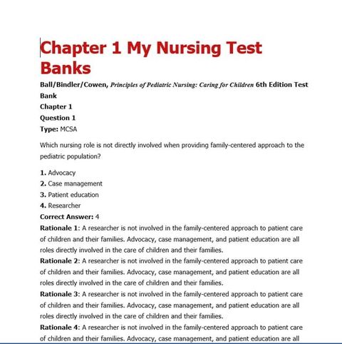 test bank Principles of Pediatric Nursing Caring for Children (6th Edition)(Kobo/電子書)