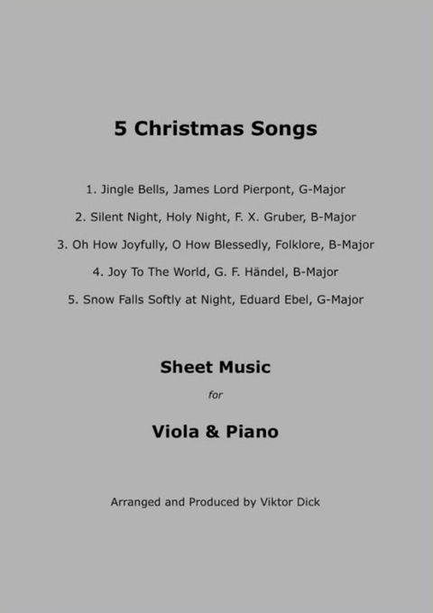 5 Christmas Songs - Sheet Music for Viola & Piano(Kobo/電子書)