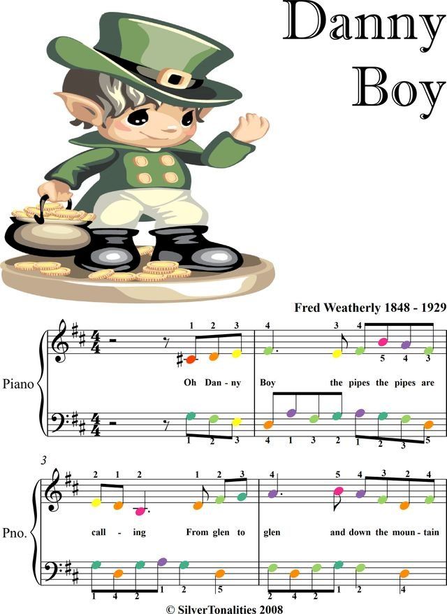  Danny Boy Easy Piano Sheet Music with Colored Notation(Kobo/電子書)