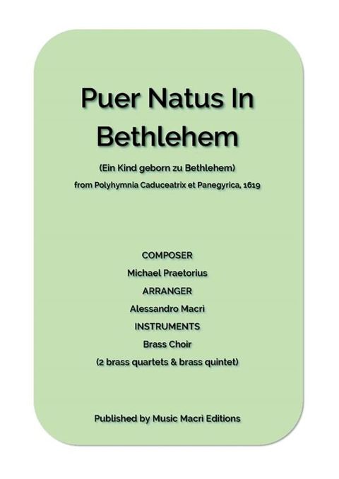 Puer Natus In Bethlehem (Ein Kind geborn zu Bethlehem)(Kobo/電子書)