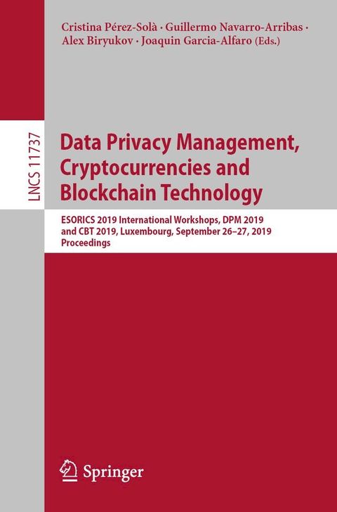 Data Privacy Management, Cryptocurrencies and Blockchain Technology(Kobo/電子書)