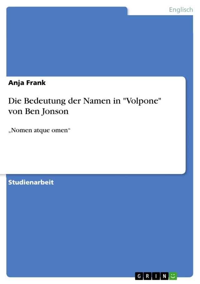  Die Bedeutung der Namen in 'Volpone' von Ben Jonson(Kobo/電子書)