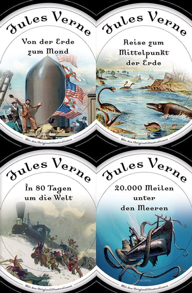  20000 Meilen unter dem Meer, Reise zum Mittelpunkt der Erde, In 80 Tagen um die Welt, Von der Erde zum Mond (4in1-Bundle)(Kobo/電子書)