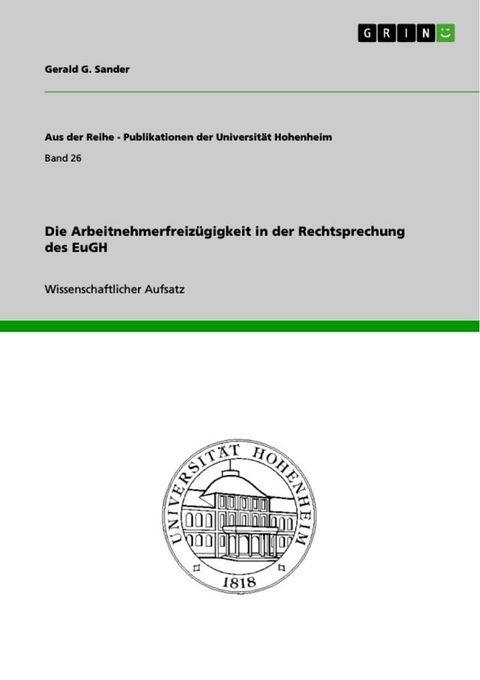 Die Arbeitnehmerfreiz&uuml;gigkeit in der Rechtsprechung des EuGH(Kobo/電子書)