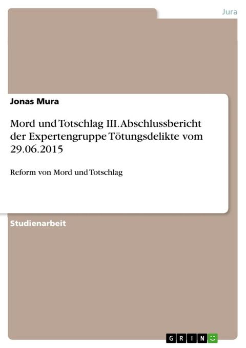 Mord und Totschlag III. Abschlussbericht der Expertengruppe T&ouml;tungsdelikte vom 29.06.2015(Kobo/電子書)